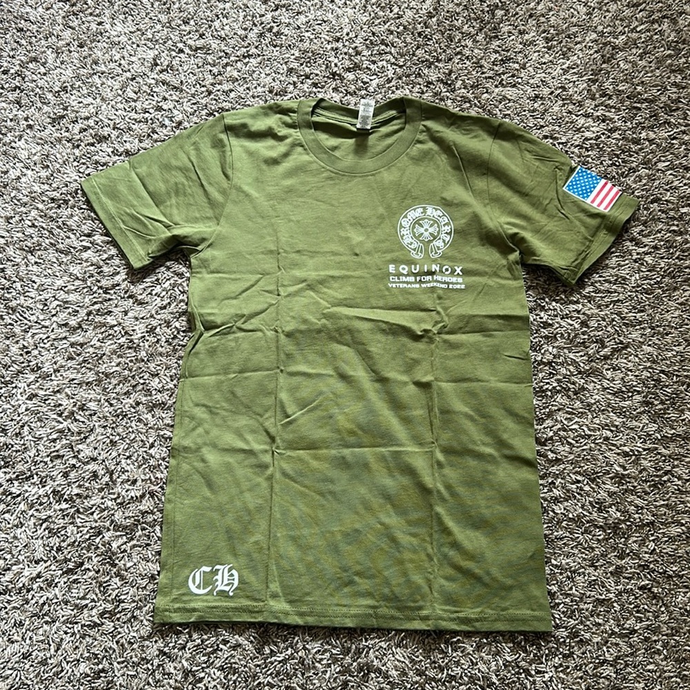 Chrome Hearts Staff Unisex Olive Climb For Heroes Short Sleeve Shirt 2022